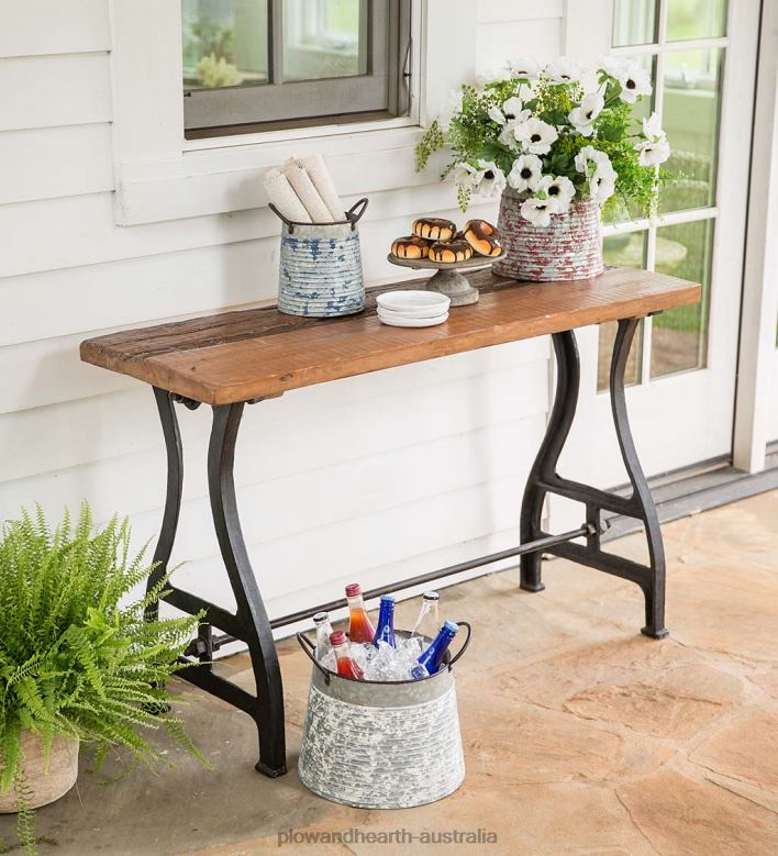 Plow & Hearth Birmingham Console Table in Reclaimed Wood and Metal P22BD1109 Houseware