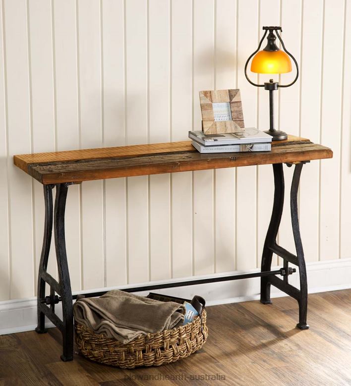 Plow & Hearth Birmingham Console Table in Reclaimed Wood and Metal P22BD1109 Houseware
