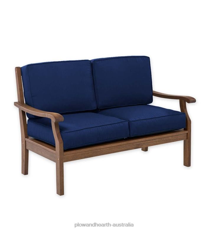 Plow & Hearth Claremont Deep Seating Love Seat with Cushions - Midnight Navy P22BD1134 Houseware