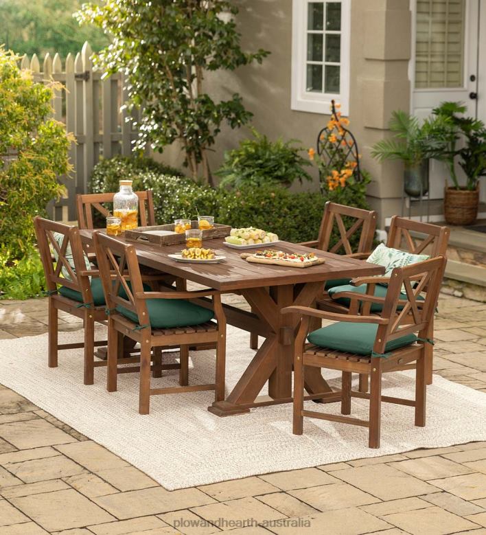 Plow & Hearth Claremont Outdoor Dining Furniture, Eucalyptus Table and Chairs P22BD1085 Houseware