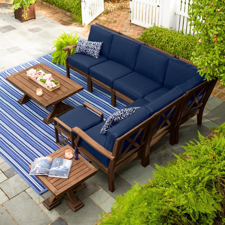 Plow & Hearth Claremont Sectional Chair with Right Arm with Cushions - Midnight Navy P22BD3212 Houseware