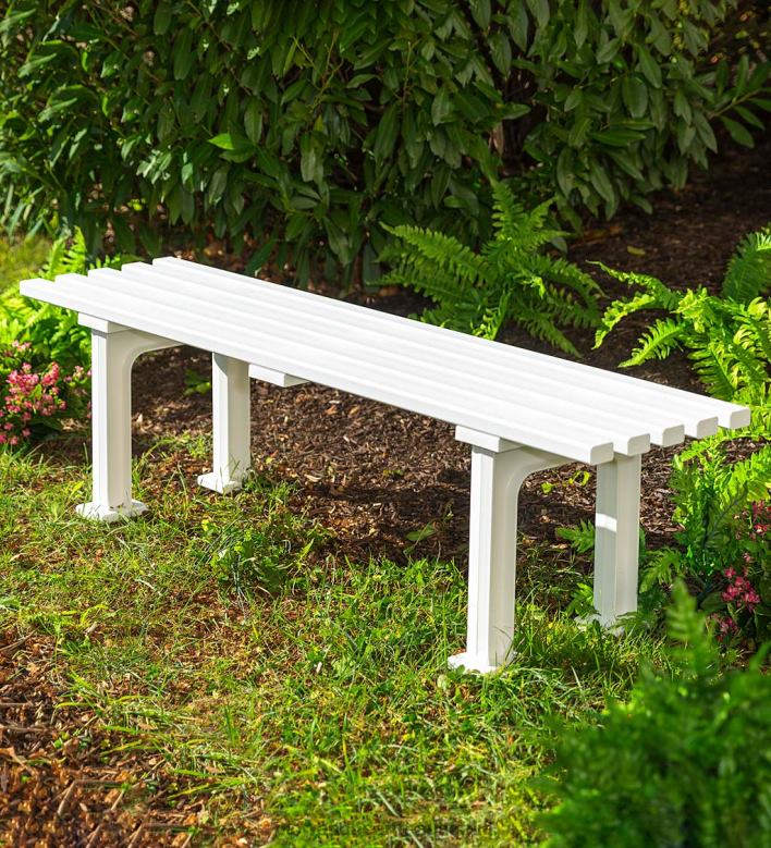 Plow & Hearth Commercial-Grade Weatherproof Backless Garden Bench - White P22BD1131 Houseware