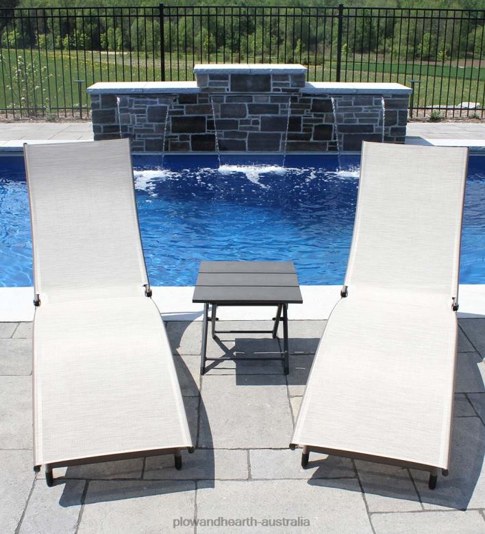 Plow & Hearth Coral Springs Lounge Set - Blue Hawaii/Black Frame P22BD1186 Houseware