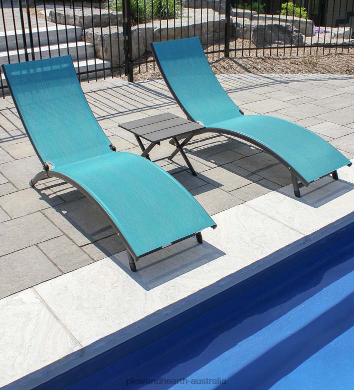 Plow & Hearth Coral Springs Lounge Set - Blue Hawaii/Black Frame P22BD1186 Houseware