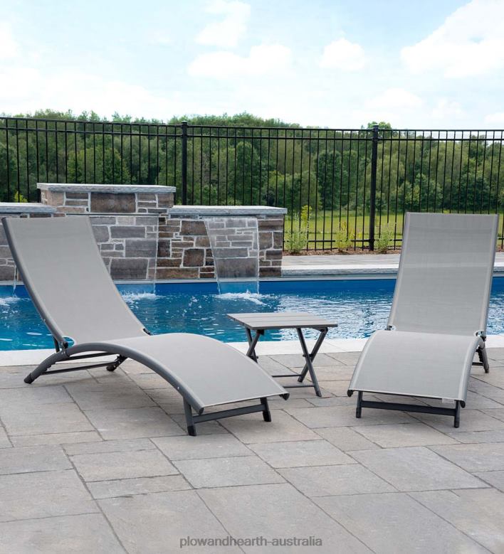 Plow & Hearth Coral Springs Lounge Set - Blue Hawaii/Black Frame P22BD1186 Houseware