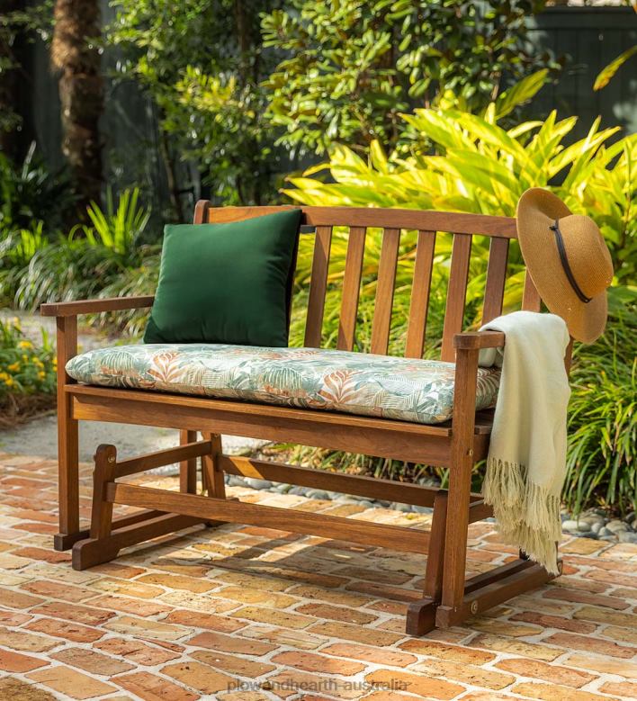 Plow & Hearth Eucalyptus Wood Love Seat Glider, Lancaster Outdoor Furniture Collection - Natural P22BD1160 Houseware