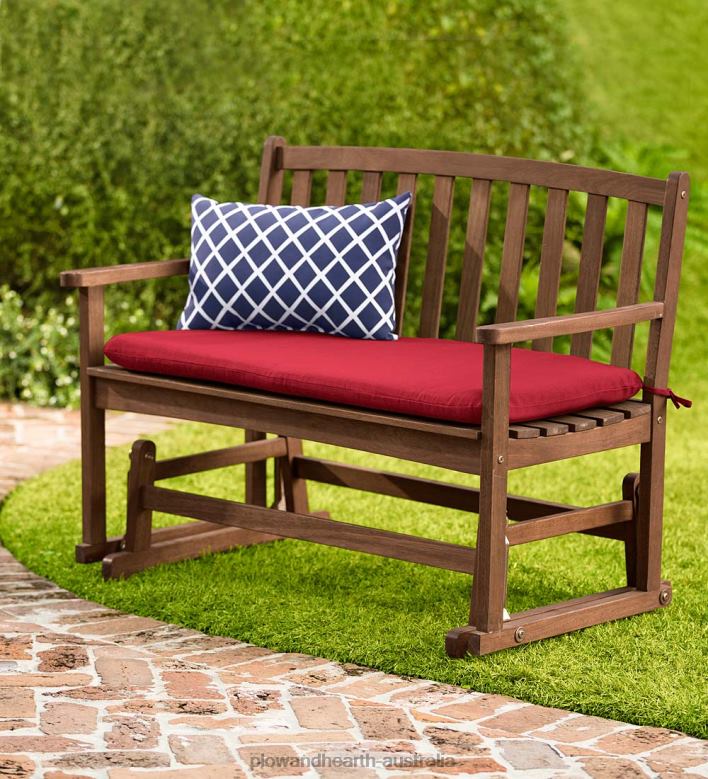 Plow & Hearth Eucalyptus Wood Love Seat Glider, Lancaster Outdoor Furniture Collection - Natural P22BD1160 Houseware