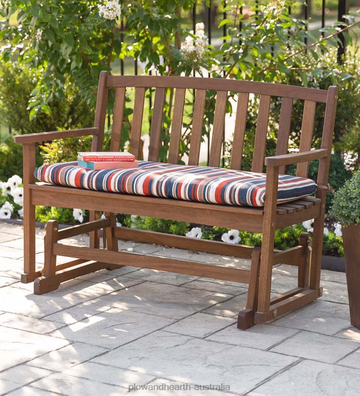 Plow & Hearth Eucalyptus Wood Love Seat Glider, Lancaster Outdoor Furniture Collection - Natural P22BD1160 Houseware