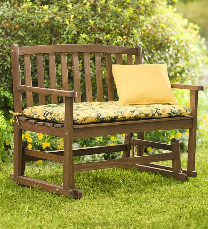 Plow & Hearth Eucalyptus Wood Love Seat Glider, Lancaster Outdoor Furniture Collection - Natural P22BD1160 Houseware