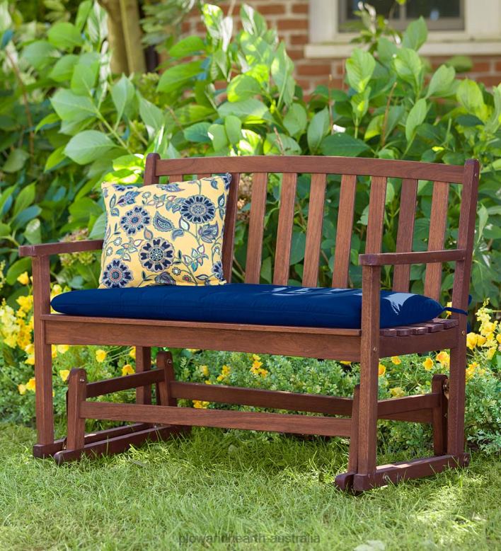 Plow & Hearth Eucalyptus Wood Love Seat Glider, Lancaster Outdoor Furniture Collection - Natural P22BD1160 Houseware