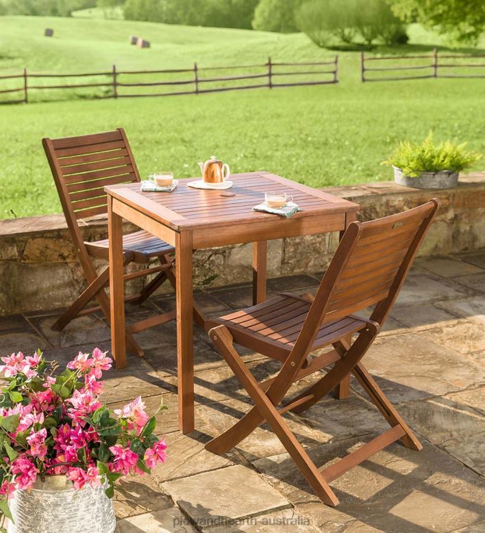 Plow & Hearth Eucalyptus Wood Outdoor Bistro Furniture P22BD1080 Houseware