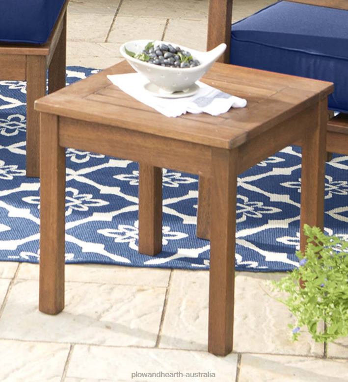 Plow & Hearth Eucalyptus Wood Side Table, Lancaster Outdoor Furniture Collection - Natural P22BD1159 Houseware