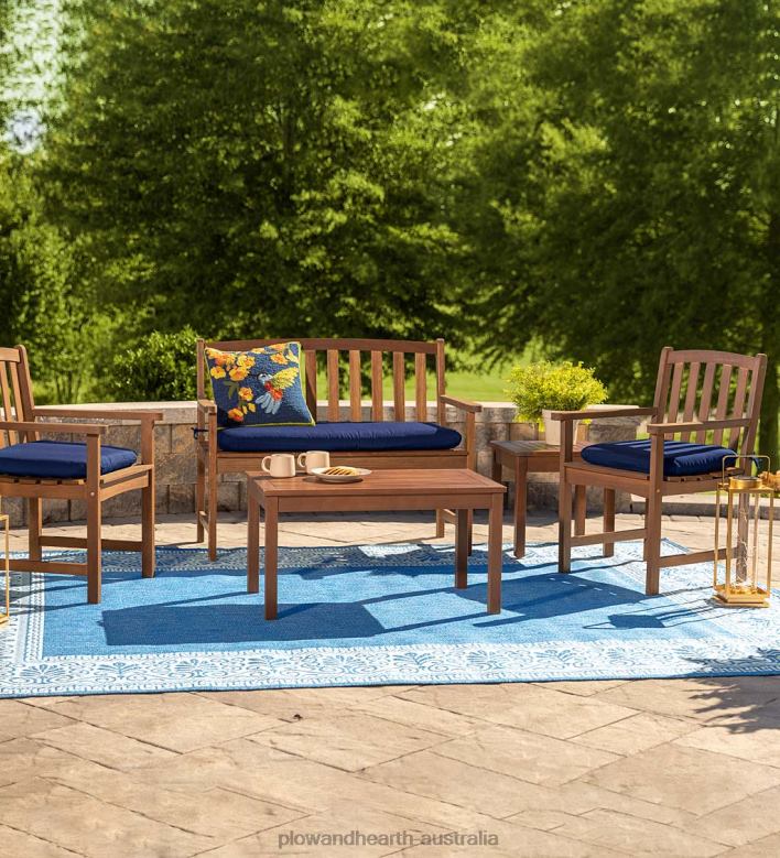 Plow & Hearth Eucalyptus Wood Side Table, Lancaster Outdoor Furniture Collection - Natural P22BD1159 Houseware