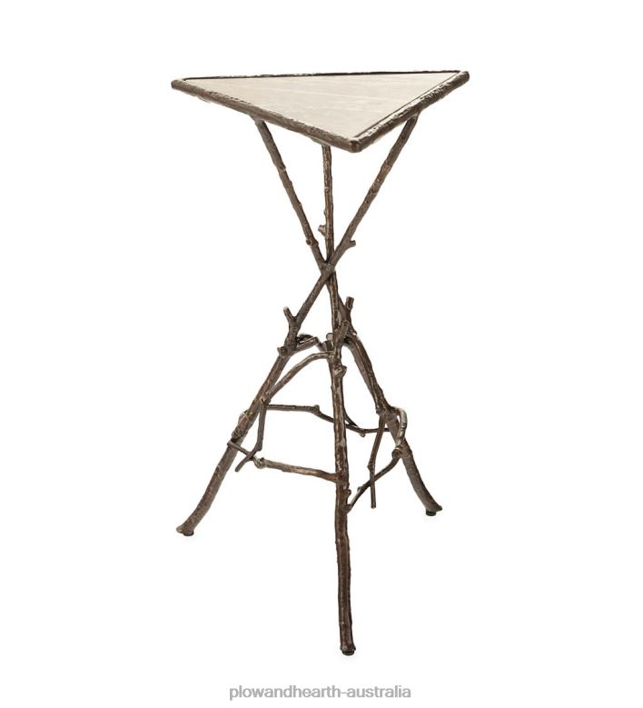 Plow & Hearth Indoor/Outdoor Crater Lake Tripod Cocktail Table with Marble Top P22BD1143 Houseware