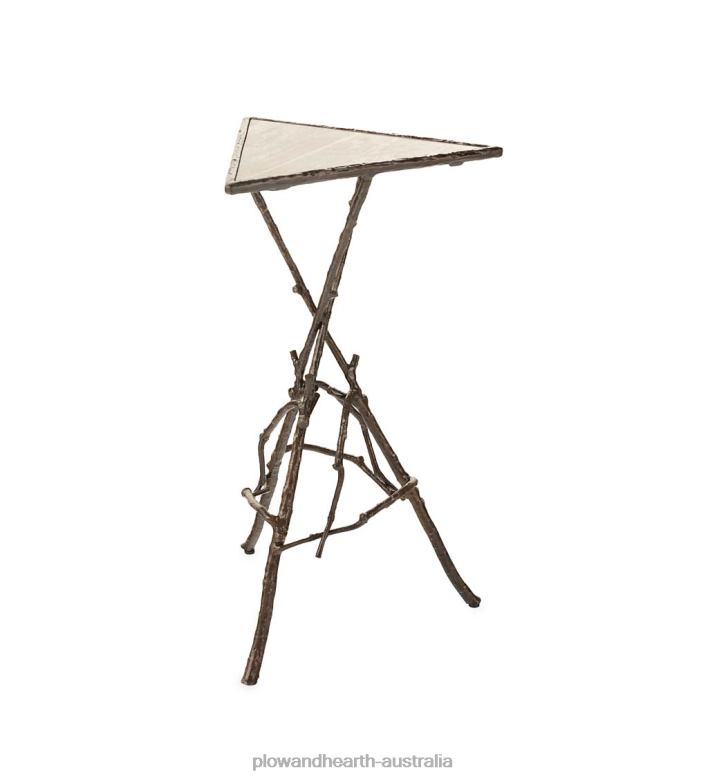 Plow & Hearth Indoor/Outdoor Crater Lake Tripod Cocktail Table with Marble Top P22BD1143 Houseware