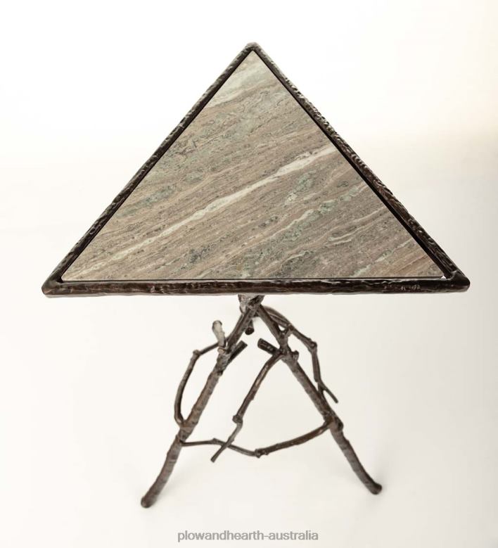 Plow & Hearth Indoor/Outdoor Crater Lake Tripod Cocktail Table with Marble Top P22BD1143 Houseware