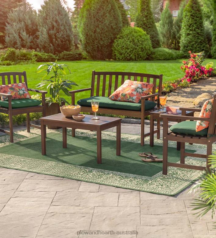 Plow & Hearth Lancaster Eucalyptus Outdoor Seating, 4-Piece Set - Natural P22BD1096 Houseware