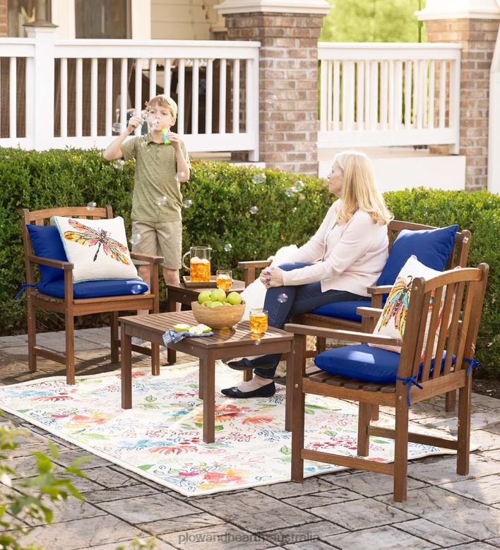 Plow & Hearth Lancaster Eucalyptus Outdoor Seating, 4-Piece Set - Natural P22BD1096 Houseware