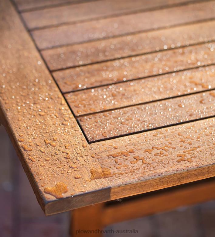 Plow & Hearth Lancaster Outdoor Furniture Collection, Eucalyptus Wood Extension Table and 6 Chairs P22BD1123 Houseware