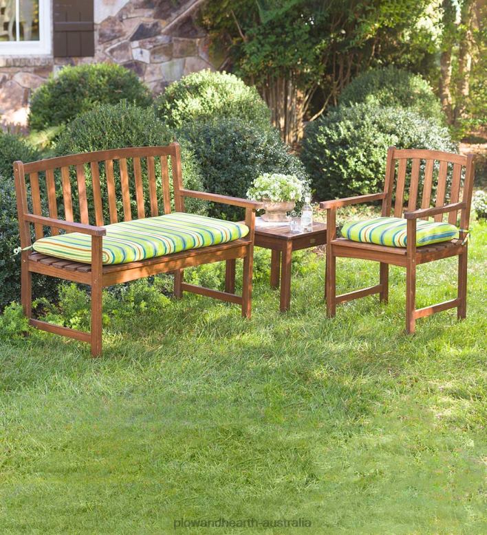 Plow & Hearth Lancaster Outdoor Furniture Collection, Eucalyptus Wood Extension Table and 6 Chairs P22BD1123 Houseware