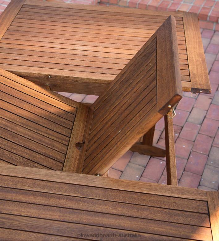 Plow & Hearth Lancaster Outdoor Furniture Collection, Eucalyptus Wood Extension Table and 6 Chairs P22BD1123 Houseware