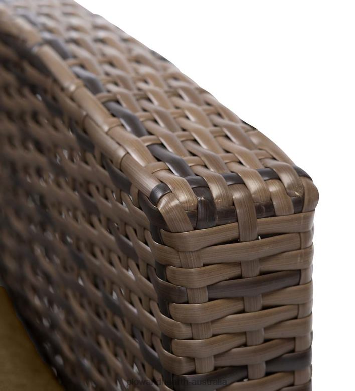 Plow & Hearth Multi-Functional Outdoor Wicker Love Seat Chaise Lounger with Taupe Cushions P22BD1083 Houseware