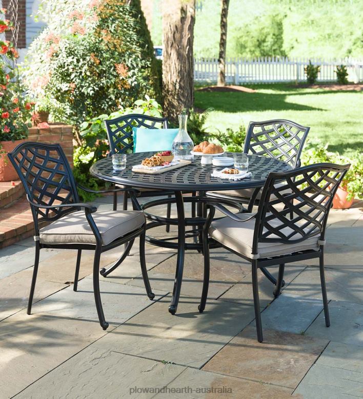 Plow & Hearth Park Grove Cast Aluminum Outdoor 5-Piece Dining Set with Cushions P22BD1149 Houseware