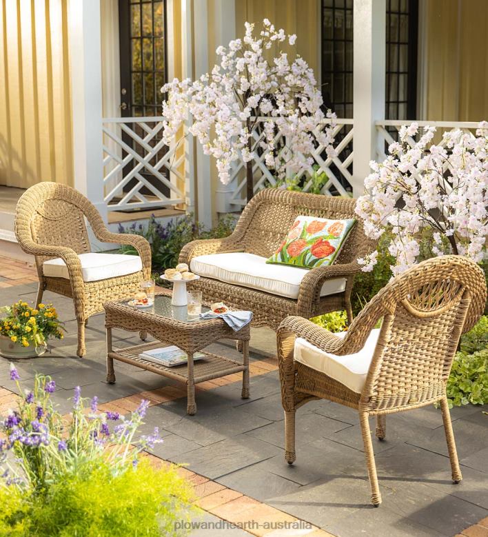 Plow & Hearth Prospect Hill Wicker Settee Set P22BD1091 Houseware