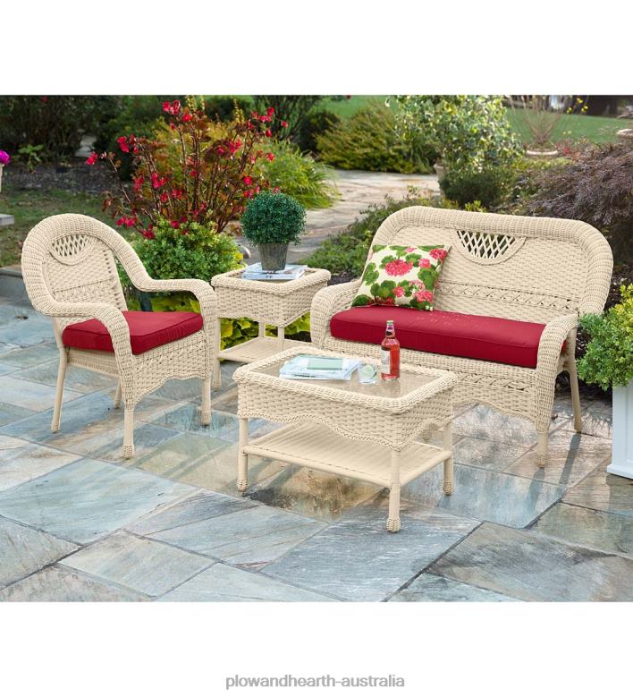Plow & Hearth Prospect Hill Wicker Settee Set P22BD1091 Houseware