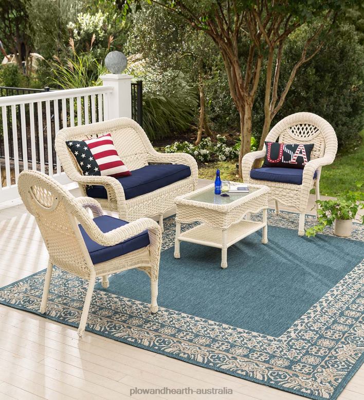 Plow & Hearth Prospect Hill Wicker Settee Set P22BD1091 Houseware