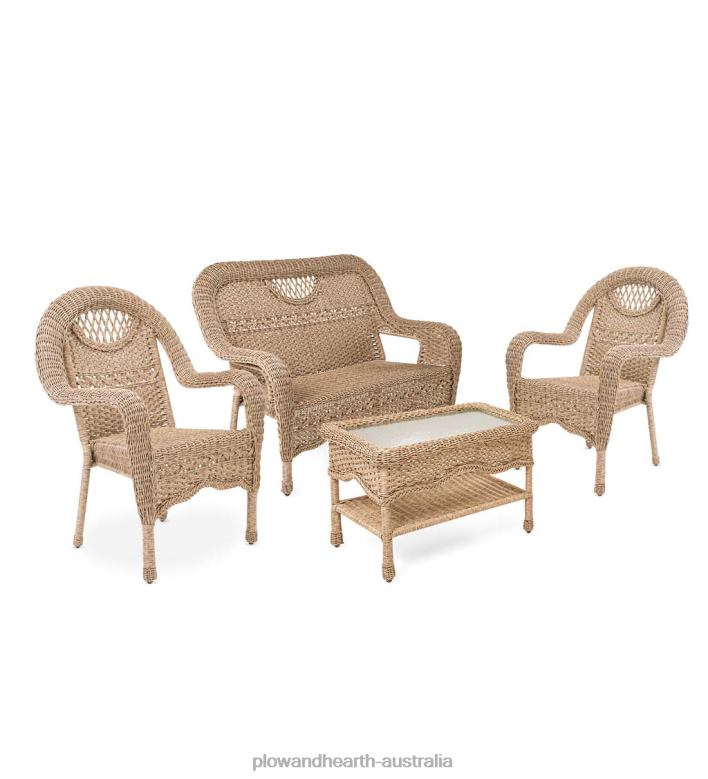 Plow & Hearth Prospect Hill Wicker Settee Set P22BD1091 Houseware