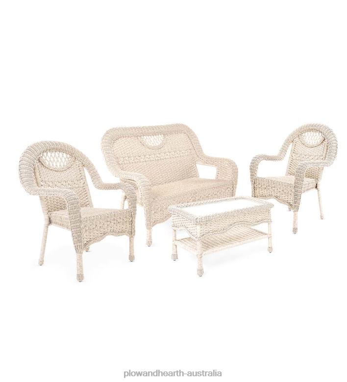 Plow & Hearth Prospect Hill Wicker Settee Set P22BD1091 Houseware