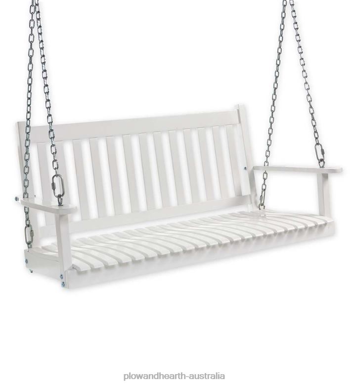 Plow & Hearth Slatted Wood Porch Swing - Black Paint P22BD1119 Houseware