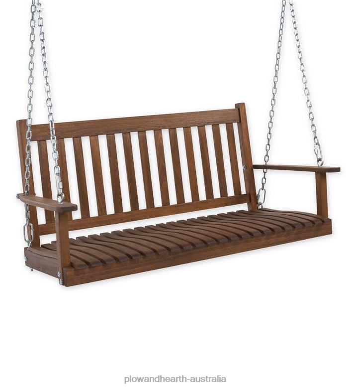Plow & Hearth Slatted Wood Porch Swing - Black Paint P22BD1119 Houseware