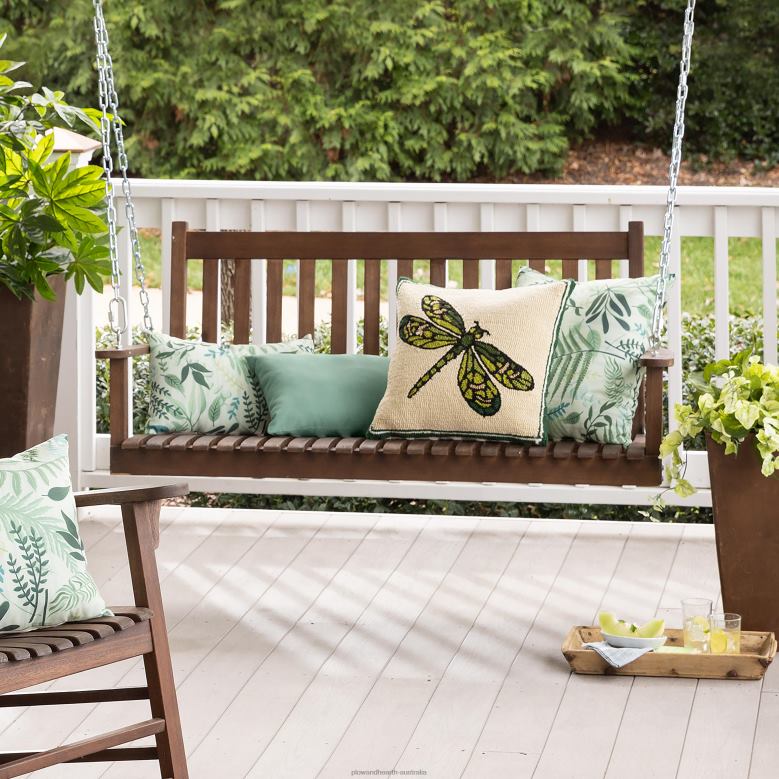 Plow & Hearth Slatted Wood Porch Swing - Black Paint P22BD1119 Houseware