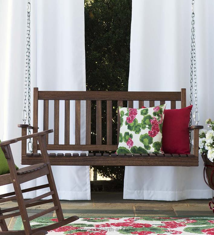 Plow & Hearth Slatted Wood Porch Swing - Black Paint P22BD1119 Houseware