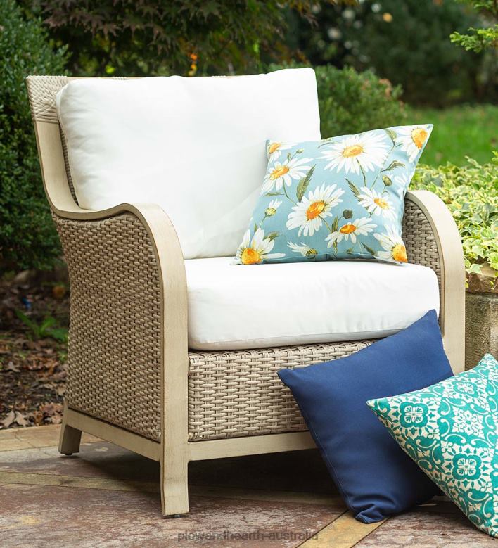 Plow & Hearth Urbanna Premium Wicker Collection in Driftwood with Luxury Cushions P22BD1092 Houseware