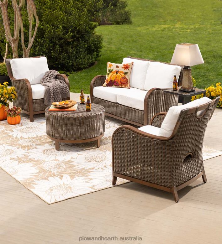 Plow & Hearth Urbanna Premium Wicker Collection with Luxury Cushions P22BD1089 Houseware
