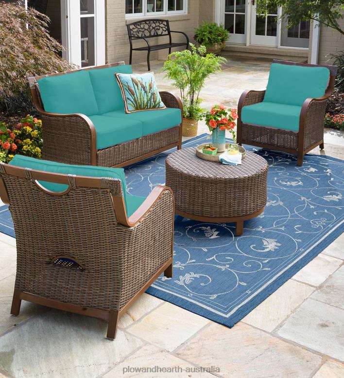 Plow & Hearth Urbanna Premium Wicker Collection with Luxury Cushions P22BD1089 Houseware