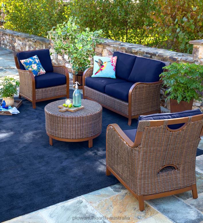 Plow & Hearth Urbanna Premium Wicker Collection with Luxury Cushions P22BD1089 Houseware