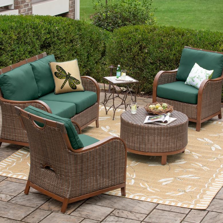 Plow & Hearth Urbanna Premium Wicker Collection with Luxury Cushions P22BD1089 Houseware