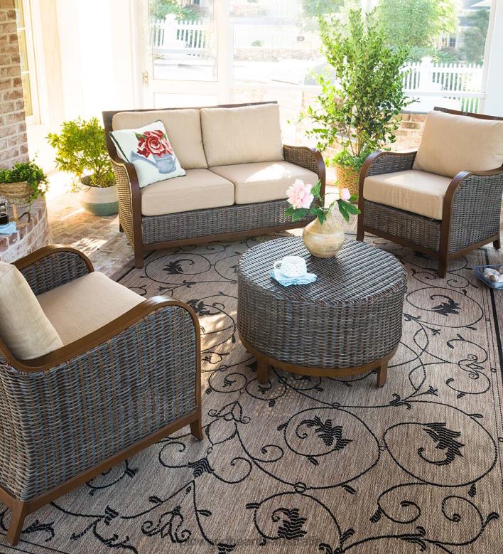 Plow & Hearth Urbanna Premium Wicker Collection with Luxury Cushions P22BD1089 Houseware