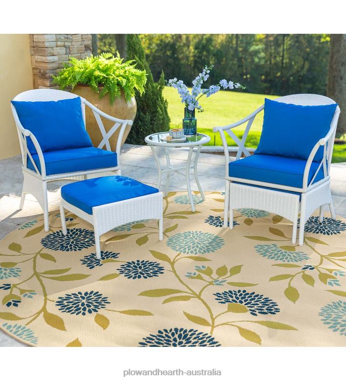 Plow & Hearth Floral Surry Indoor/Outdoor Polypropylene Area Rug P22BD1277 Houseware