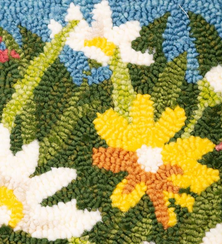 Plow & Hearth Indoor/Outdoor Daisy Walk Hooked Polypropylene Accent Rug P22BD1346 Houseware