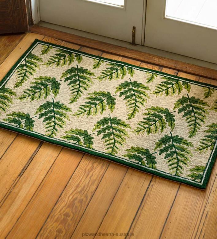 Plow & Hearth Indoor/Outdoor Fern Hooked Accent Rug P22BD1348 Houseware