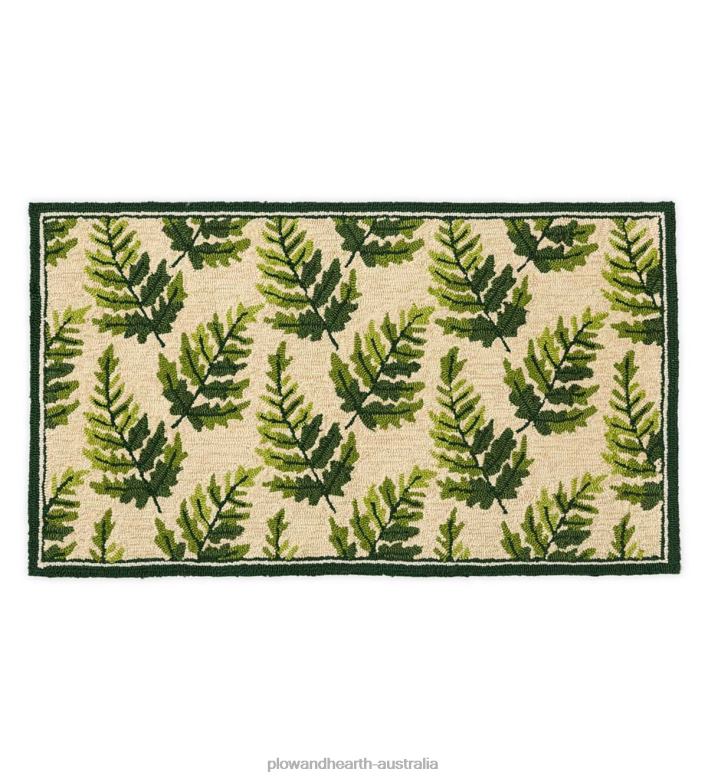 Plow & Hearth Indoor/Outdoor Fern Hooked Accent Rug P22BD1348 Houseware