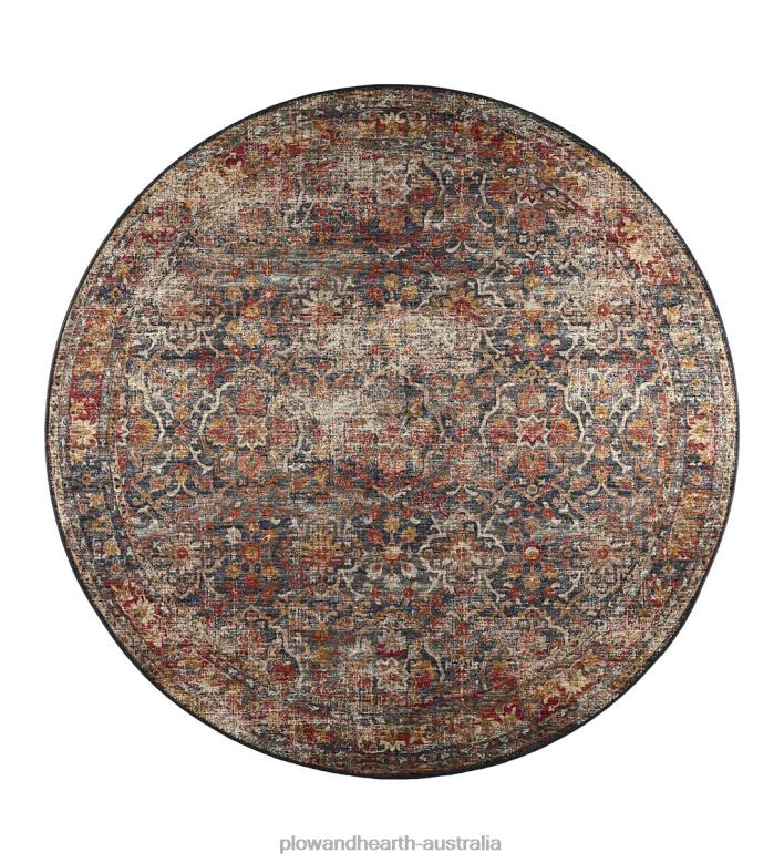 Plow & Hearth Indoor/Outdoor Graves Mill Border Round Rug P22BD1350 Houseware