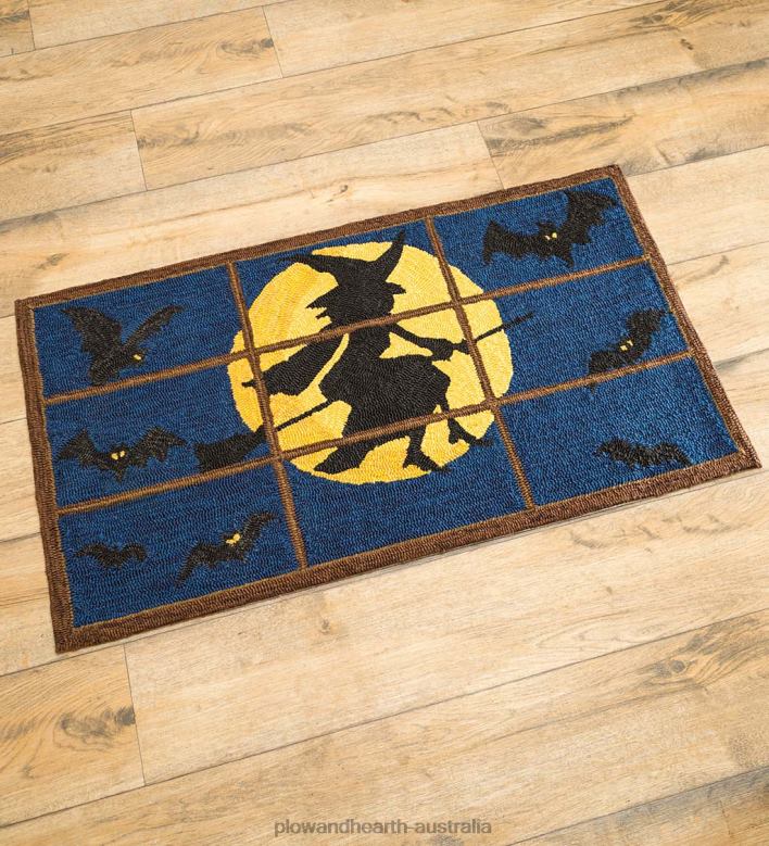 Plow & Hearth Indoor/Outdoor Halloween Flying Witch Hooked Accent Rug P22BD1451 Houseware