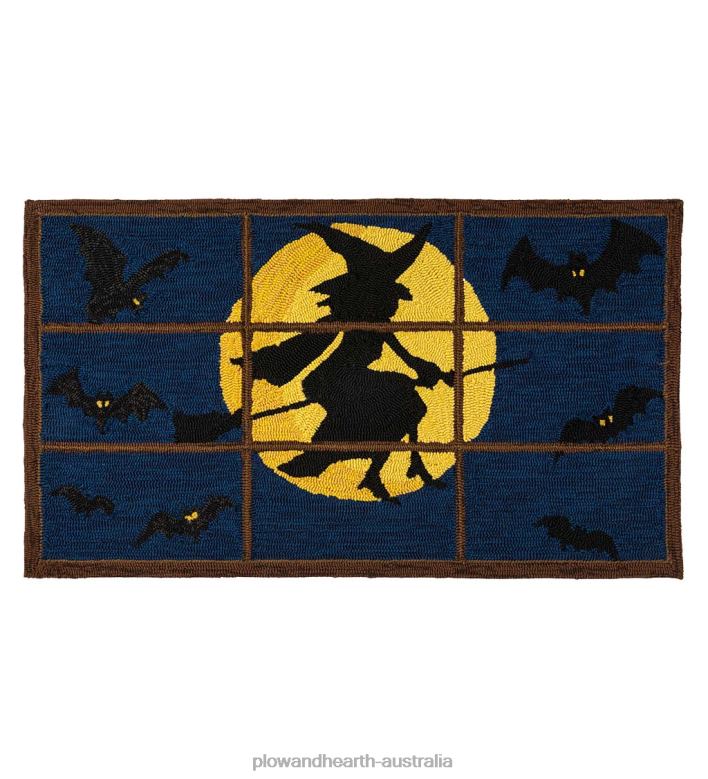 Plow & Hearth Indoor/Outdoor Halloween Flying Witch Hooked Accent Rug P22BD1451 Houseware