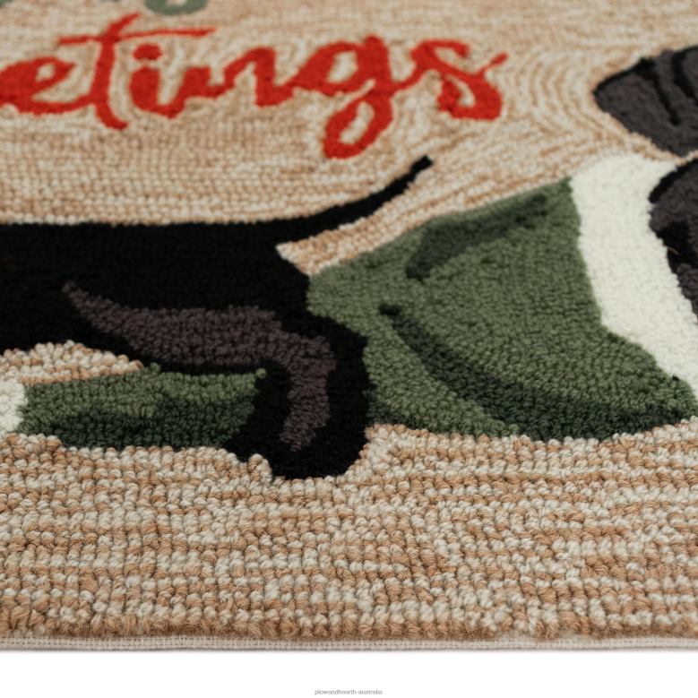 Plow & Hearth Indoor/Outdoor Hand-Hooked Christmas Dachshunds Accent Rug P22BD1338 Houseware